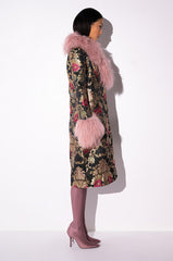 CHERRY LANE BROCADE TRENCH WITH MOHAIR FUR