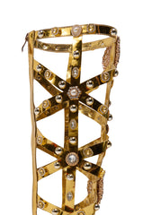 AZALEA WANG CHRYSTOS GOLD CAGED GLADIATOR SANDAL