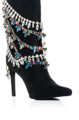 AZALEA WANG CONEJITO BLACK SUEDE BOOTIE WITH RAINBOW DIAMONDS