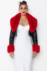 AZALEA WANG FUR TRIM GISELLE CROP JACKET