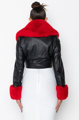 AZALEA WANG FUR TRIM GISELLE CROP JACKET