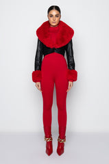 AZALEA WANG FUR TRIM GISELLE CROP JACKET