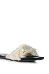 AZALEA WANG HAWKINS CROSS FRONT FLAT RHINESTONE SANDAL