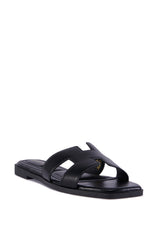 AZALEA WANG HOWDY BLACK FLAT SANDAL
