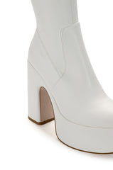 AZALEA WANG SUTTON PU CHUNKY BOOT IN WHITE