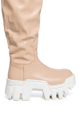 AZALEA WANG LYRICA NUDE PU CHUNKY BOOT