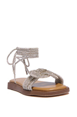 AZALEA WANG PETALED SILVER DIAMOND ROPE SANDAL