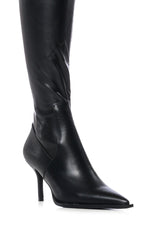 AZALEA WANG SHULI BLACK KITTEN HEEL BOOT