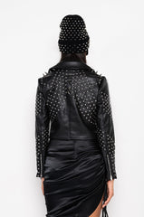 AZALEA WANG SIMPLE CHAIN STUD MOTO JACKET