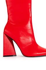 AZALEA WANG ATICA CHUNKY PU BOOTIE IN RED