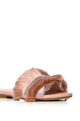 AZALEA WANG TILLE EMBELLISHED FLAT IN NUDE