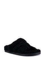 AZALEA WANG VIVEK BLACK FUZZY SLIP ON SANDAL