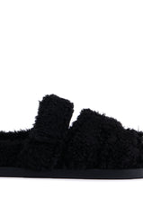 AZALEA WANG VIVEK BLACK FUZZY SLIP ON SANDAL