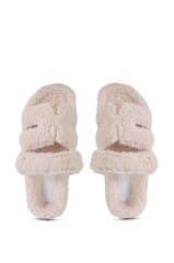 AZALEA WANG VIVEK WHITE FUZZY SLIP ON SANDAL