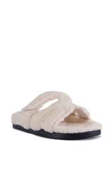 AZALEA WANG VIVEK WHITE FUZZY SLIP ON SANDAL
