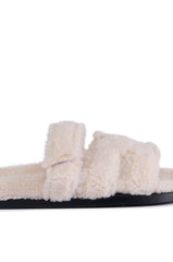 AZALEA WANG VIVEK WHITE FUZZY SLIP ON SANDAL