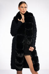 BABBS KNIT TRENCH WITH FAUX FUR LINING