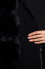 BABBS KNIT TRENCH WITH FAUX FUR LINING
