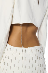 BACK CUT RHINESTONE BLAZER IN WHITE