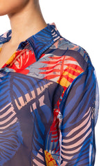 BEACHY DAY BUTTON DOWN LIGHTWEIGHT BLOUSE