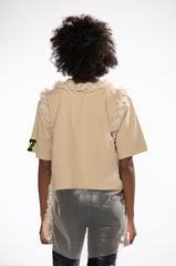 BEIGE RUFFLE TSHIRT