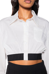 BARDOT CROPPED POPLIN BUTTON DOWN