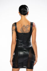 BIG DISTRACTION MESH DETAIL MINI DRESS