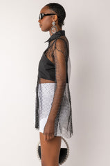 BITE ME HALF RHINESTONE TOP