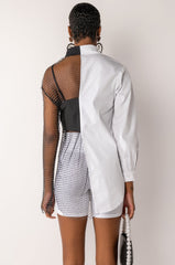 BITE ME HALF RHINESTONE TOP