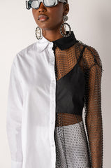 BITE ME HALF RHINESTONE TOP