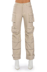 BONNE SOIREE CARGO FAUX LEATHER PANTS