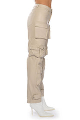 BONNE SOIREE CARGO FAUX LEATHER PANTS