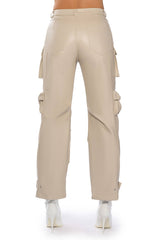 BONNE SOIREE CARGO FAUX LEATHER PANTS