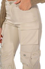 BONNE SOIREE CARGO FAUX LEATHER PANTS