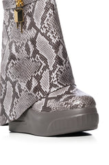 BROOK PU FOLDOVER BOOTIE IN PYTHON PRINT