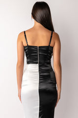 CATCH MY DRIFT MESH PANEL SATIN BUSTIER