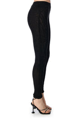 CLARISSA EMBELLISHED MESH LEGGINGS IN BLACK