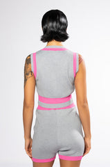 COLLEGIATE SO STUDIOUS CROPPED SLEEVELESS SWEATER