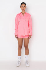 COZY AF FLEECE BUTTON DOWN SWEATSHIRT PINK