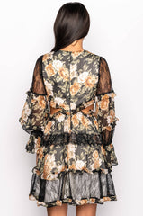 DATE NIGHT MINI FLORAL DRESS WITH CUT OUTS
