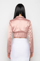 DELETE MY NUMBER SATIN BLOUSE LIGHT BROWN