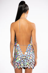 DISCO BABE HOLOGRAPHIC SHIFT DRESS