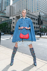 DON'T TALK LOUD DENIM TRENCH PONCHO