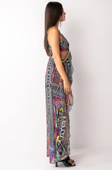 EDGE OF PARADISE SLEEVELESS CHIFFON CUTOUT HIGH LOW BLOUSE
