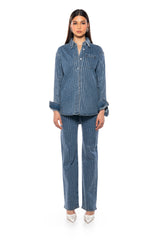 EFFORTLESS GLAM RHINESTONE STRIPE BUTTON DOWN SHIRT