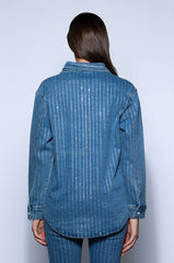 EFFORTLESS GLAM RHINESTONE STRIPE BUTTON DOWN SHIRT