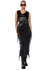 BIA CROPPED ASYMMETRICAL FAUX LEATHER VEST