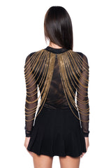 CAN'T BE TAMED CHAIN DETAIL SLEEVELESS BODYSUIT