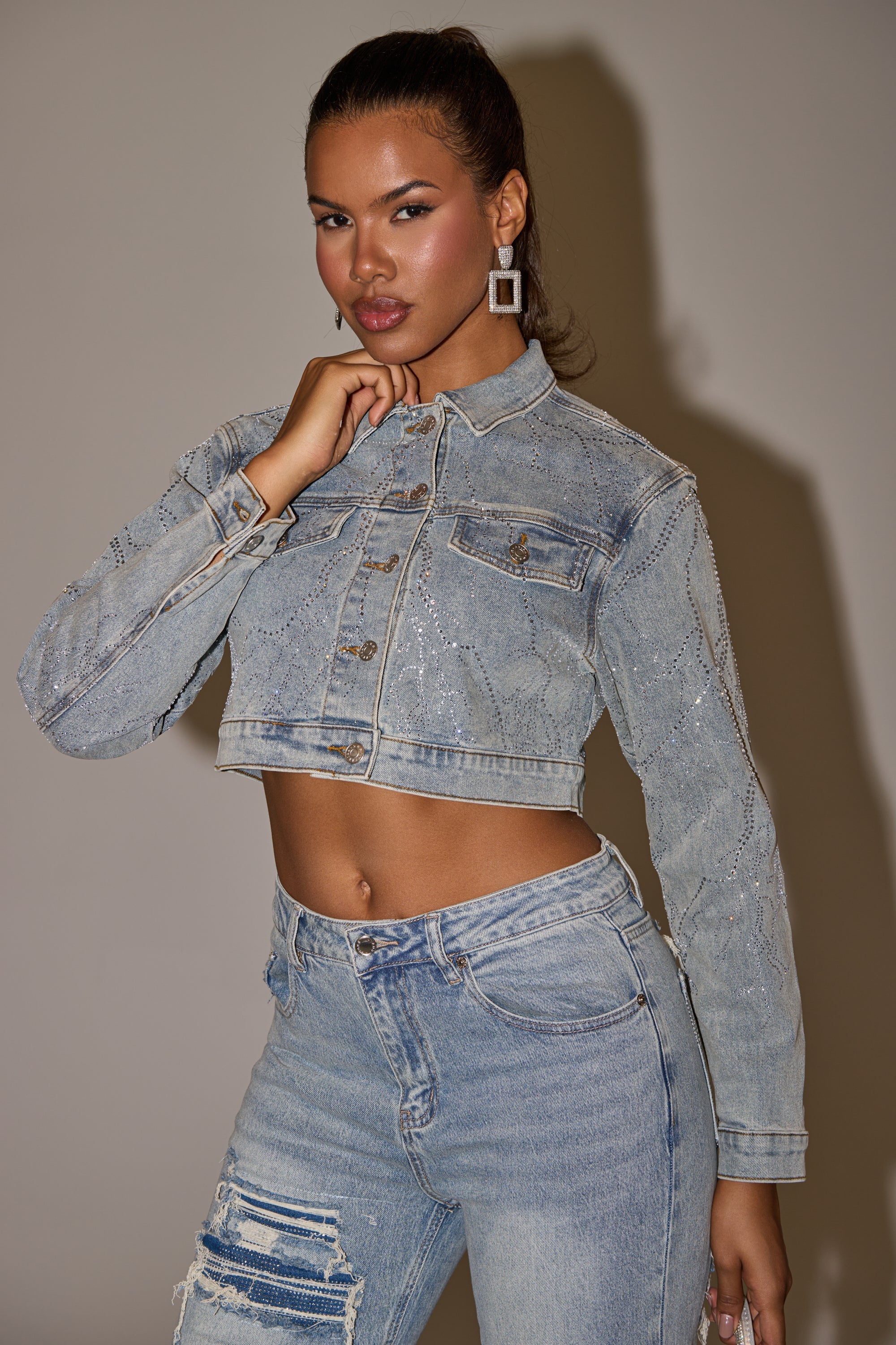 DAZED RHINESTONE DENIM JACKET