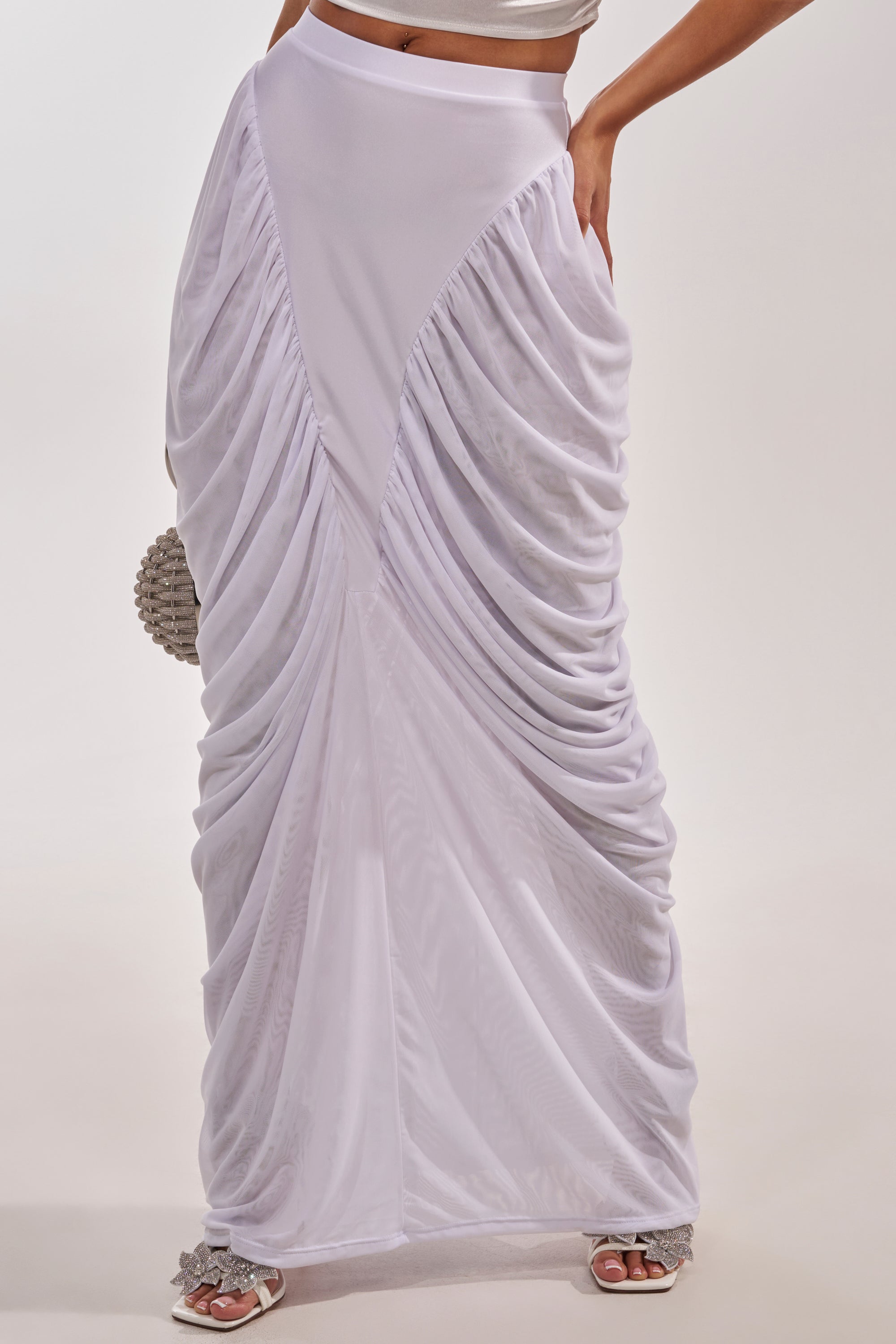 DREAMY RUCHED SKIRT IN WHITE